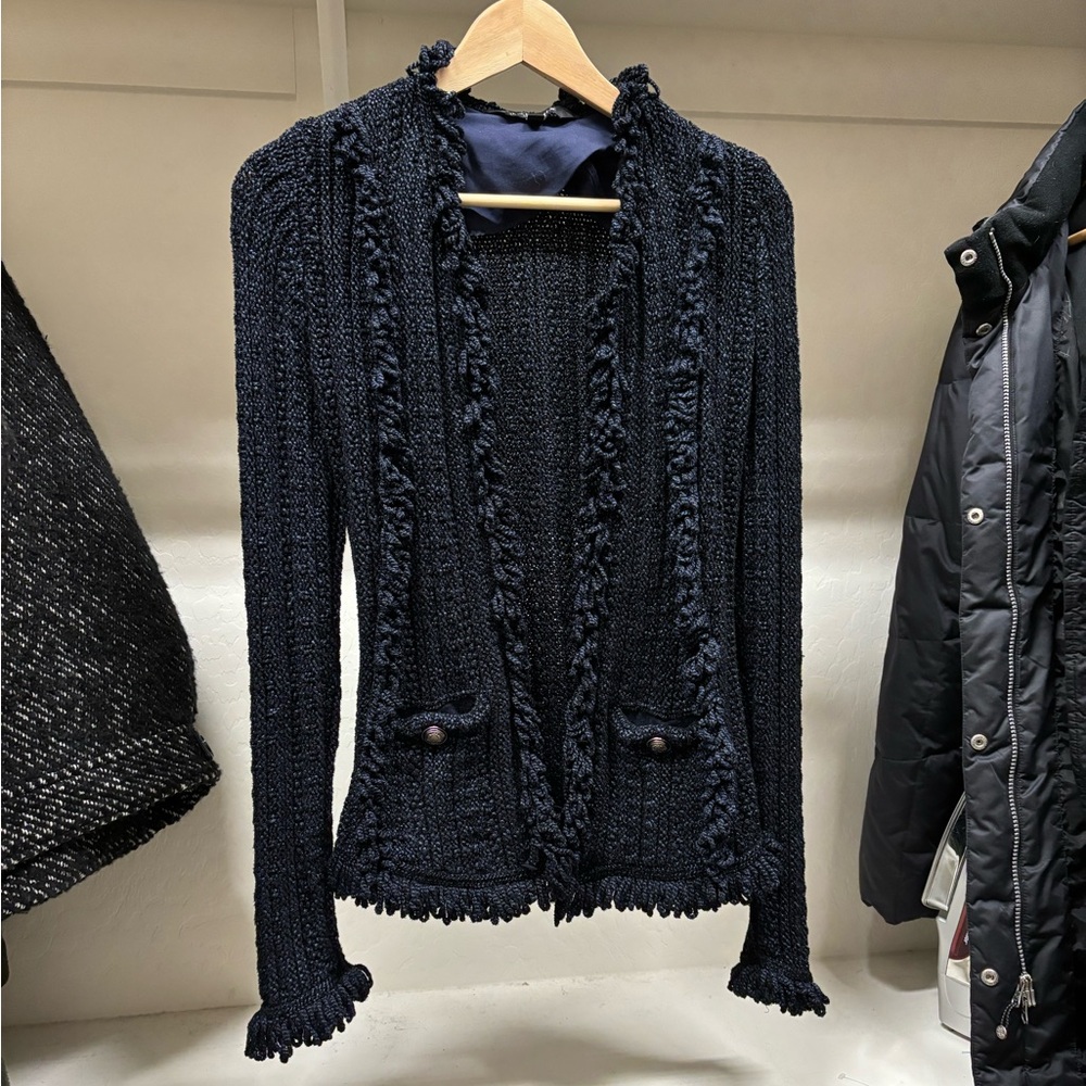 INTERMIX Ikaterina Knit Black Fringe Jacket